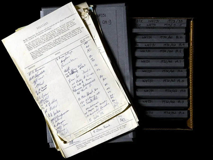 The 1972 petition calling for te reo Māori to be taught in schools, with its sheets of signatures.